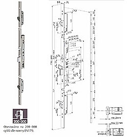 EL466/30/24/2000 Elektromechanický úzky viacbodový samozamykací panikový zámok